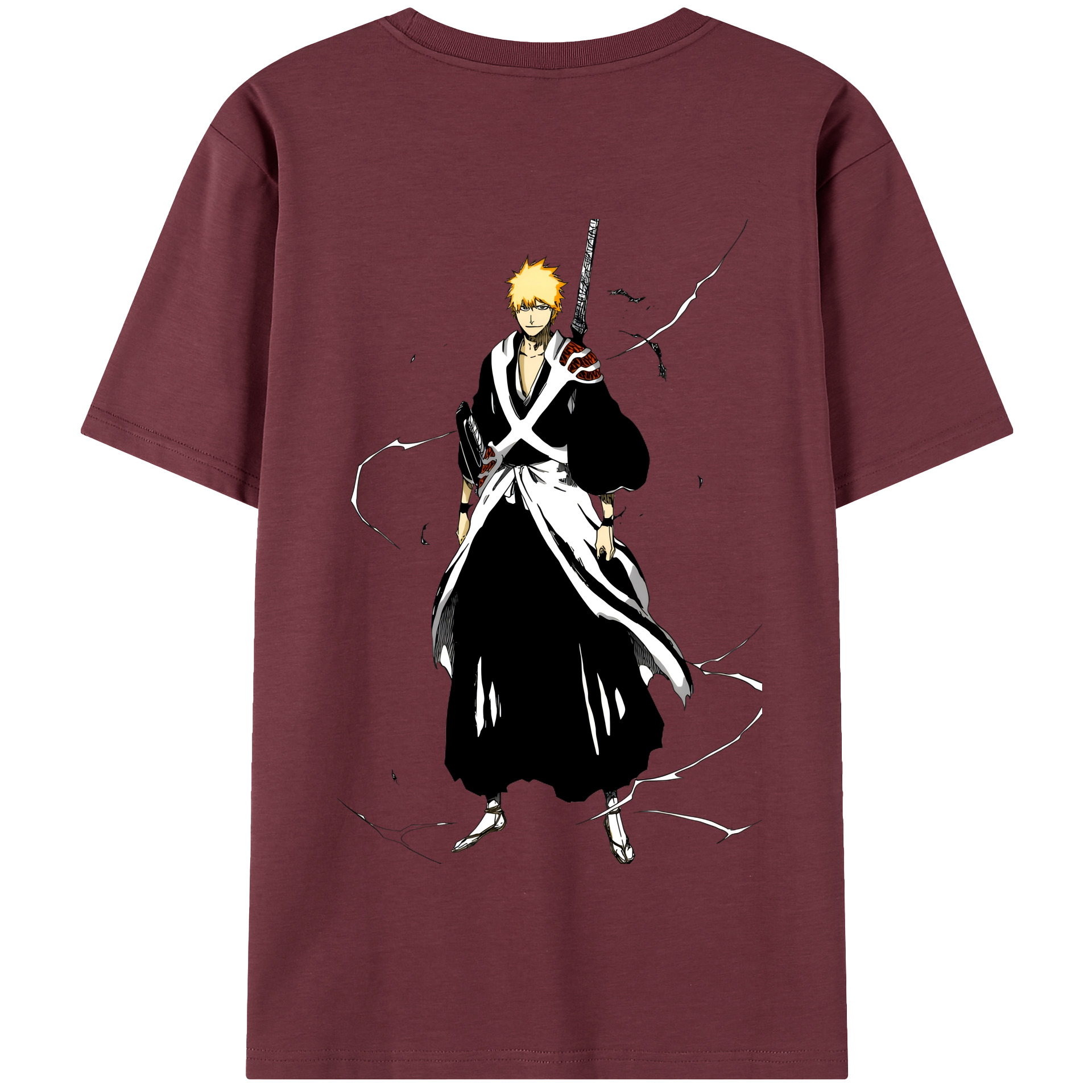 （画像用） ブリーチ 黒崎一護（くろさき いちご）BLEACH Kurosaki Ichigo 綿100％半袖Tシャツ（背面プリント）